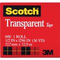 Scotch Transparent Tape, 1" Core, 1/2"x 36 Yds, 12/PK MMM600121296PK